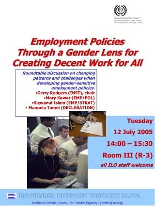 Employment Policies Through a Gender Lens for Creating Decent Work for All