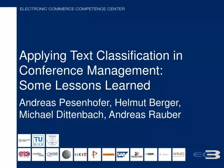 applying text classification in conference management some lessons learned