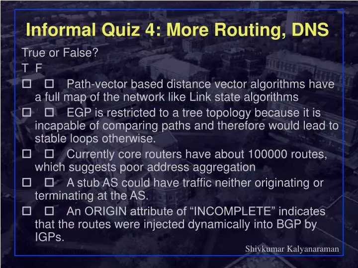 informal quiz 4 more routing dns