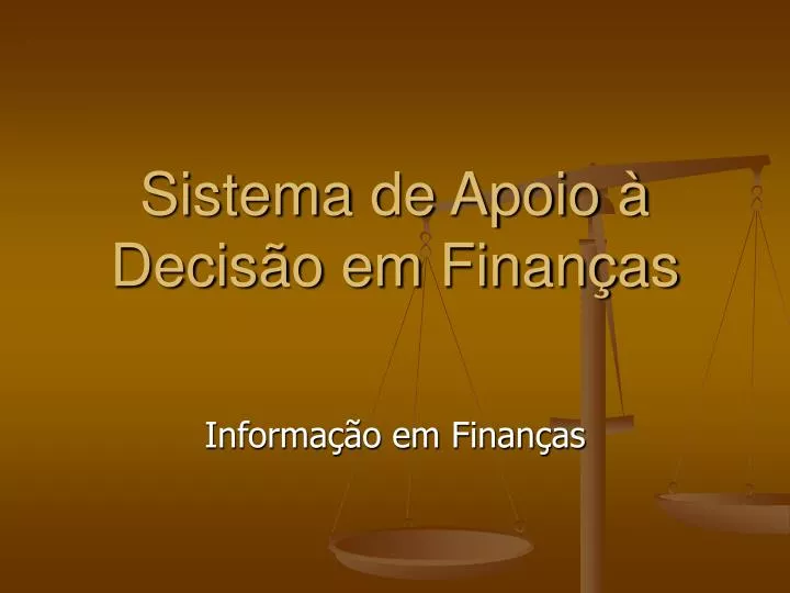 sistema de apoio decis o em finan as