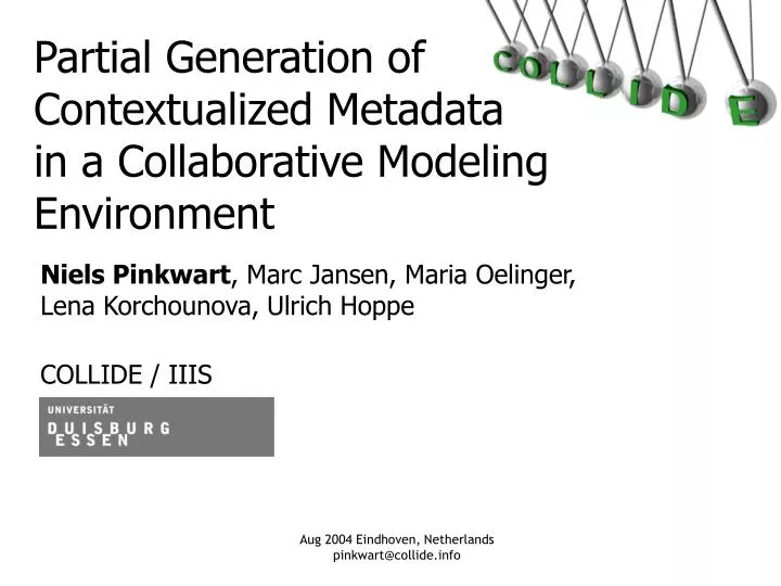 partial generation of contextualized metadata in a collaborative modeling environment