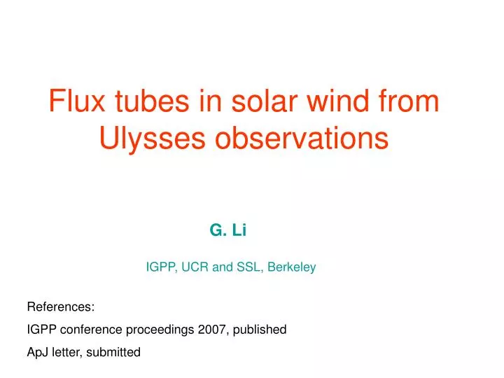 flux tubes in solar wind from ulysses observations