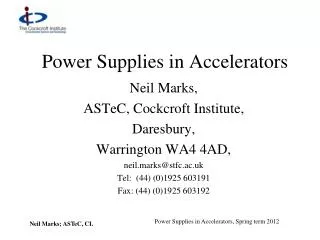 Power Supplies in Accelerators