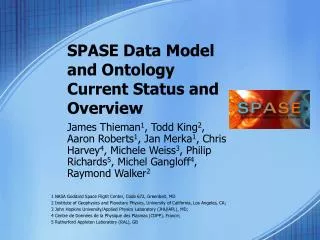 SPASE Data Model and Ontology Current Status and Overview