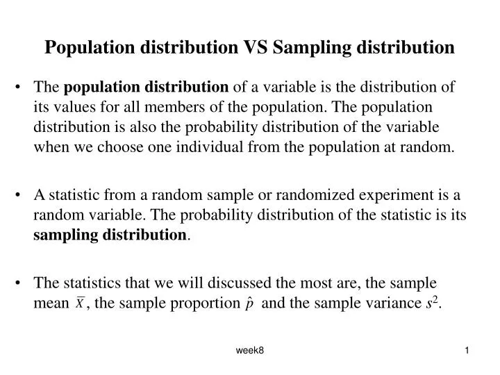 population distribution vs sampling distribution