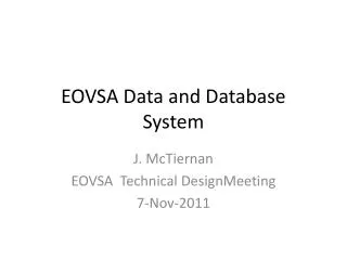 EOVSA Data and Database System