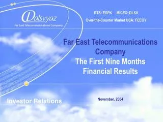 RTS : ESPK MICEX : DLSV Over-the-Counter Market USA : FEEOY