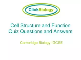 Cell Structure and Function Quiz Questions and Answers