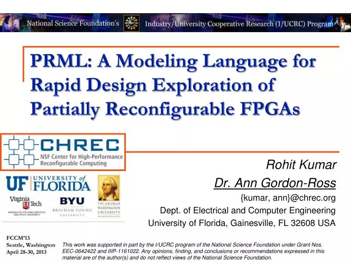 prml a modeling language for rapid design exploration of partially reconfigurable fpgas