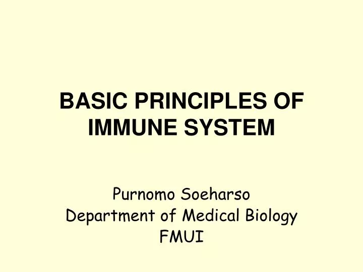 basic principles of immune system