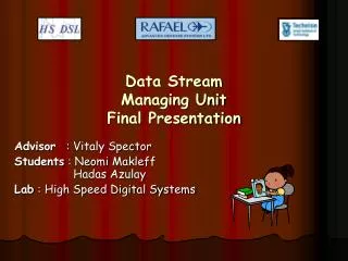 Data Stream Managing Unit Final Presentation
