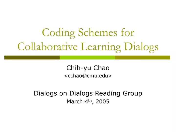 coding schemes for collaborative learning dialogs