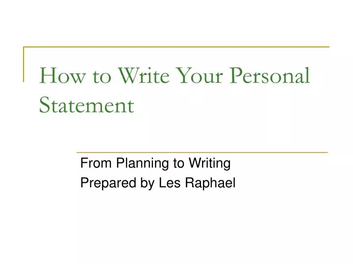 how to write your personal statement