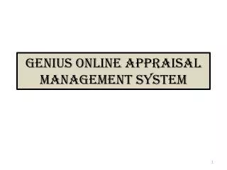 Genius online Appraisal Management System