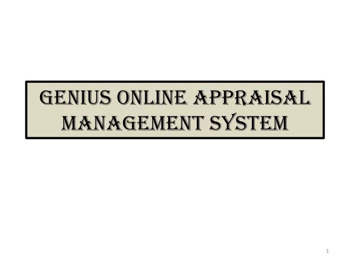 genius online appraisal management system