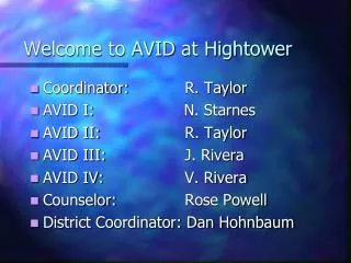 Welcome to AVID at Hightower