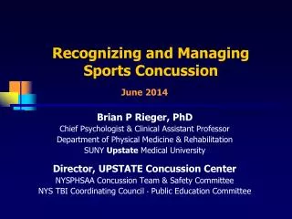 Recognizing and Managing Sports Concussion