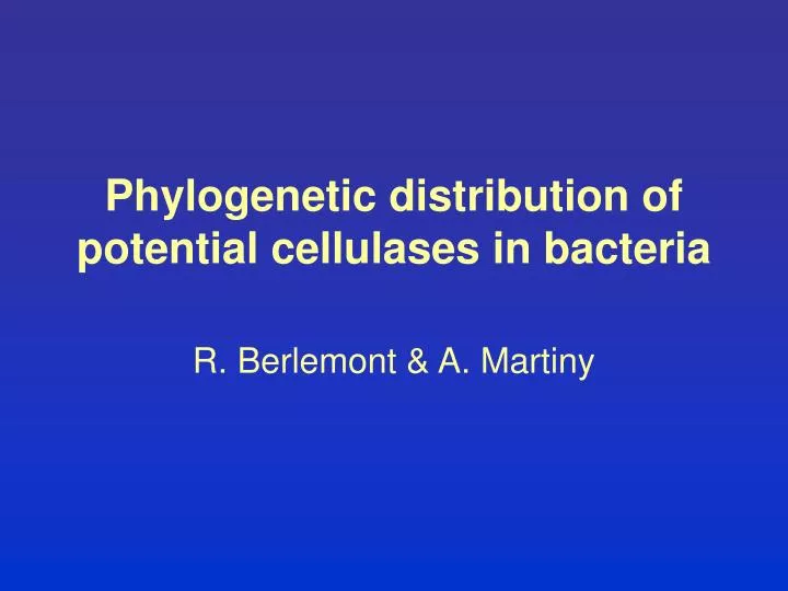 phylogenetic distribution of potential cellulases in bacteria