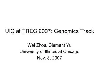 UIC at TREC 2007: Genomics Track