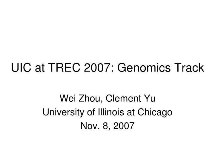 uic at trec 2007 genomics track