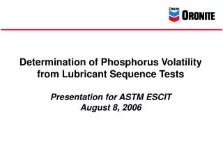 Phosphorus Volatility Summary and Recommendations (5-4-06)