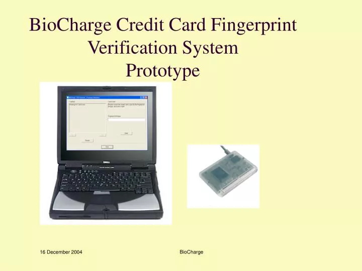 biocharge credit card fingerprint verification system prototype