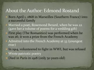 About the Author: Edmond Rostand