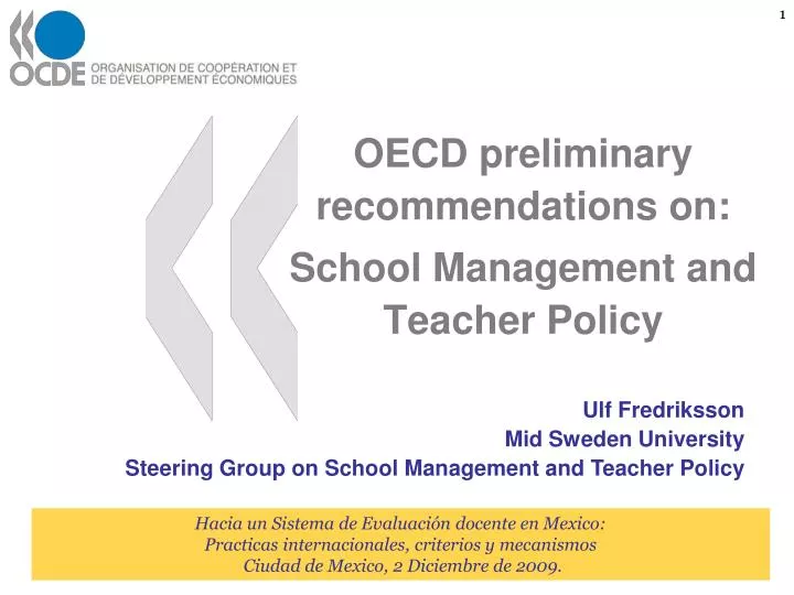 oecd preliminary recommendations on school management and teacher policy