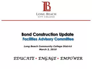 Bond Construction Update Facilities Advisory Committee