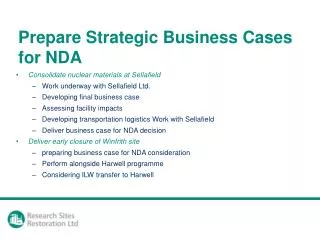 prepare strategic business cases for nda