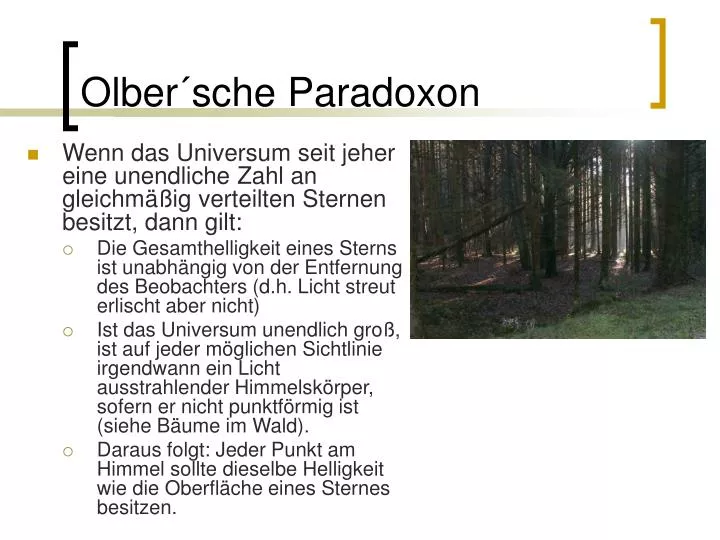 olber sche paradoxon