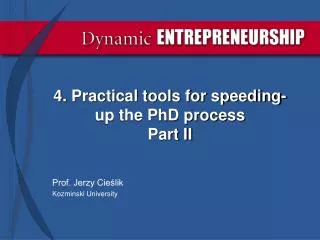 4. Practical tools for speeding-up the PhD process Part II