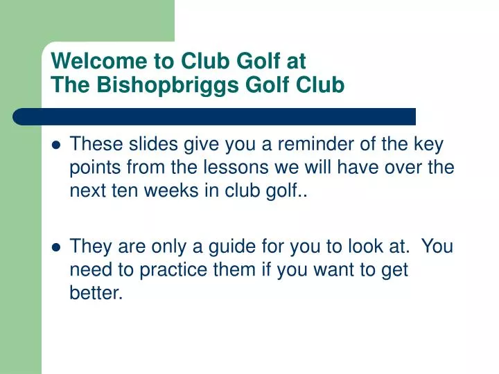 welcome to club golf at the bishopbriggs golf club