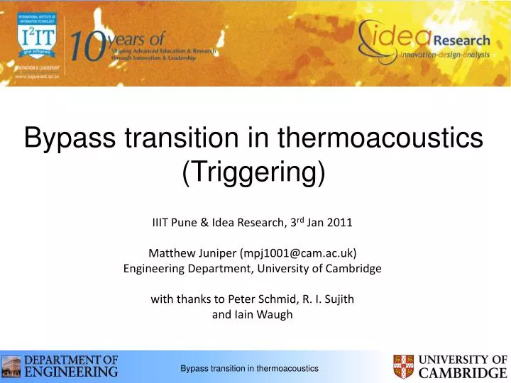 bypass transition in thermoacoustics triggering