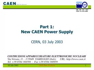 Part 1: New CAEN Power Supply