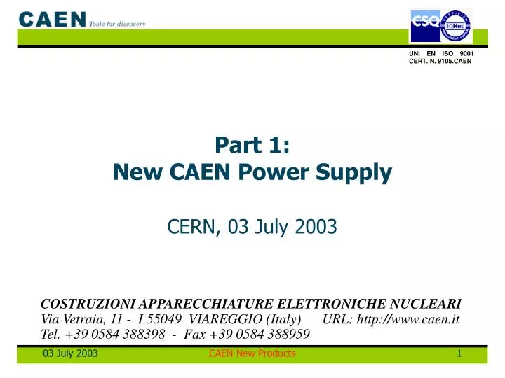 part 1 new caen power supply
