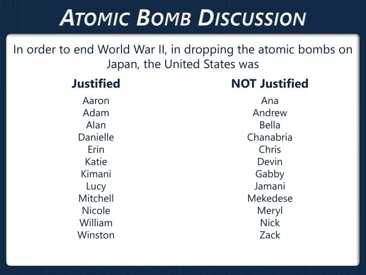 atomic bomb discussion