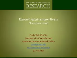 Research Administrator Forum December 2008