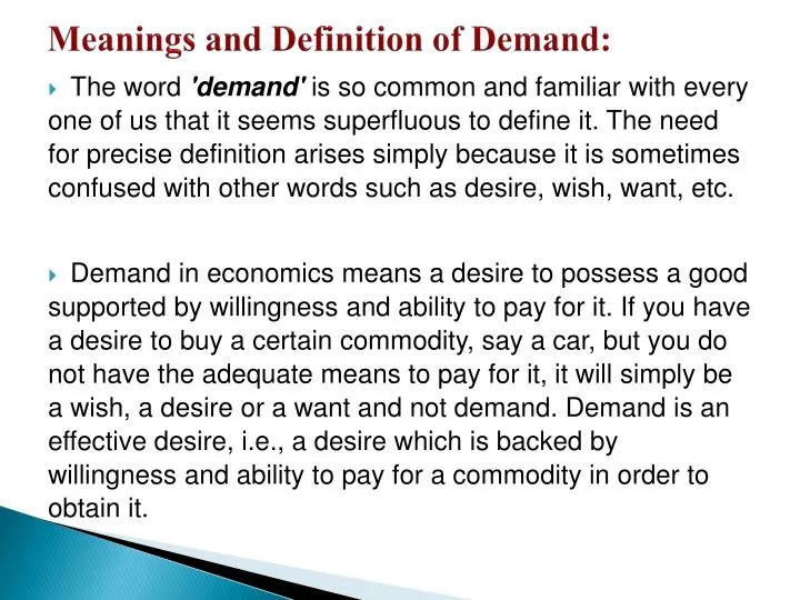 meanings and definition of demand