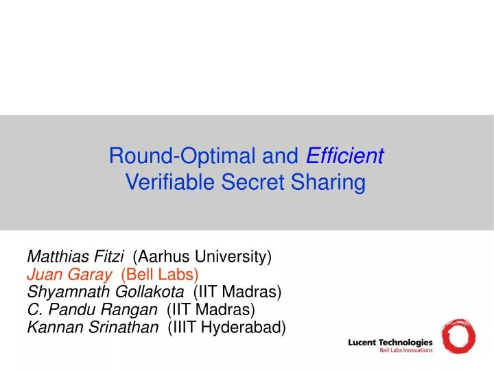 round optimal and efficient verifiable secret sharing