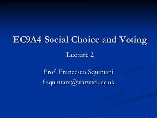 EC9A4 Social Choice and Voting Lecture 2