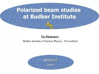 Yu.Shatunov Budker Institute of Nuclear Physics, Novosibirsk
