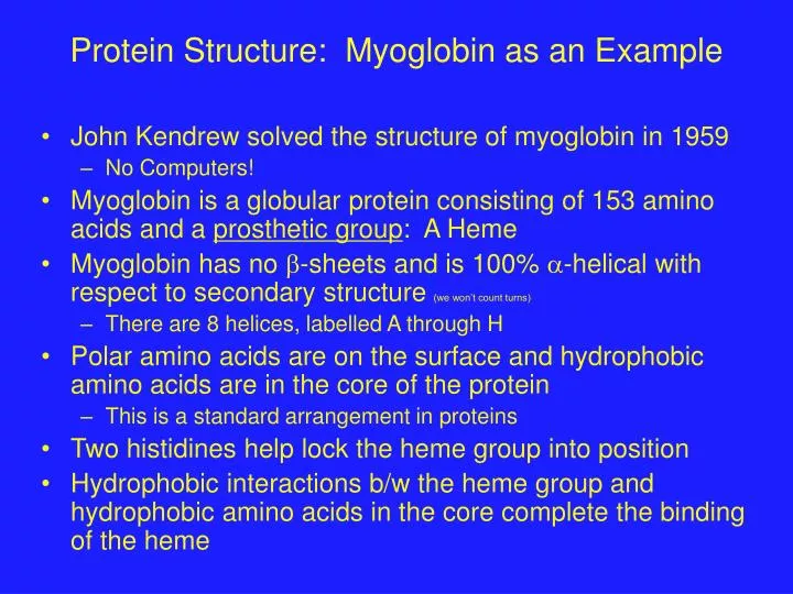 protein structure myoglobin as an example
