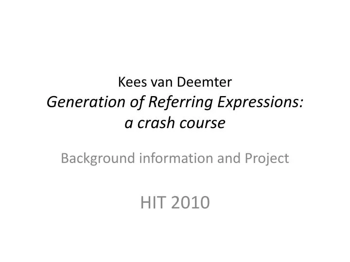kees van deemter generation of referring expressions a crash course