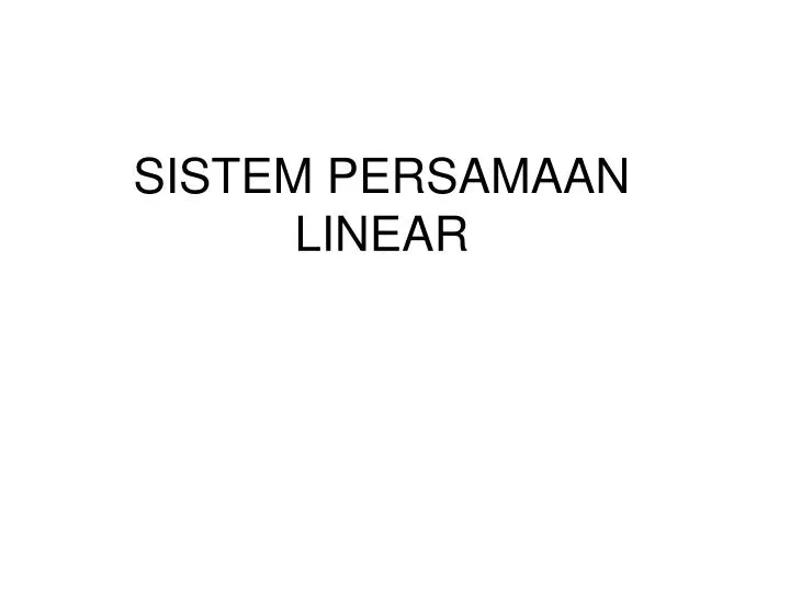 sistem persamaan linear