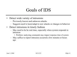 Goals of IDS