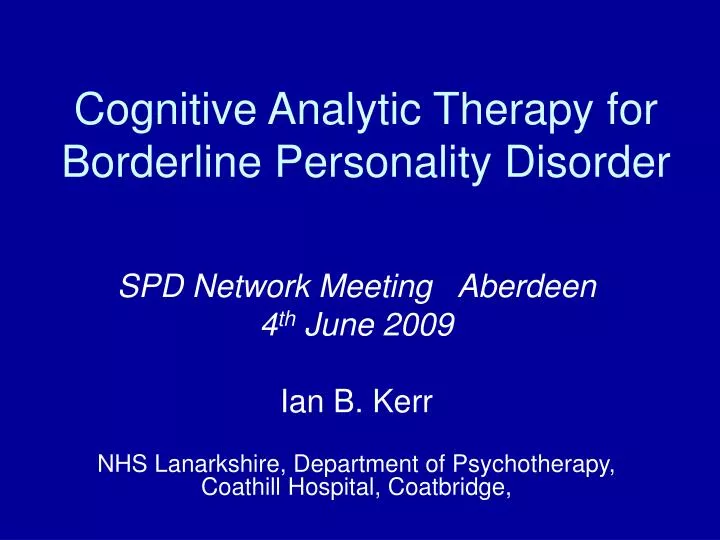 cognitive analytic therapy for borderline personality disorder