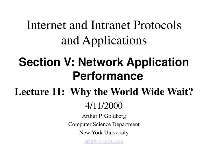 internet and intranet protocols and applications