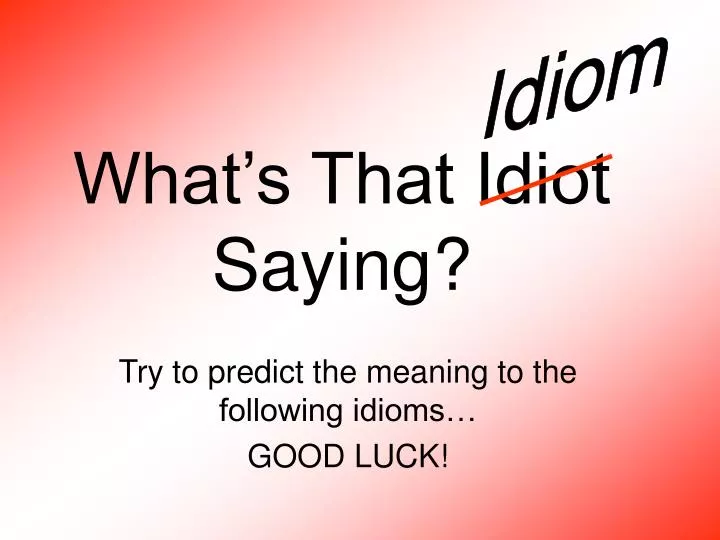 what s that idiot saying