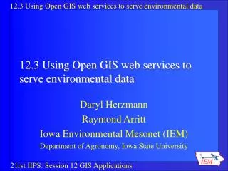 12.3 Using Open GIS web services to serve environmental data